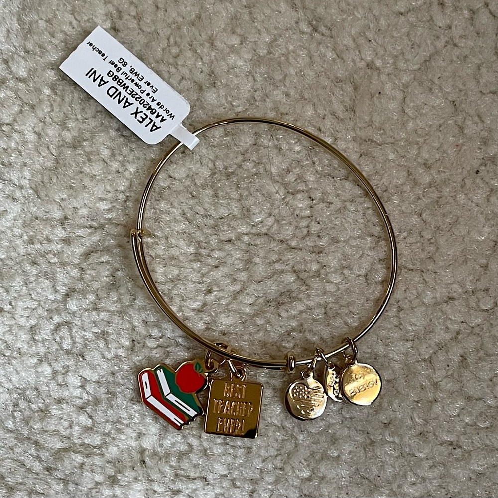 *NWT* ALEX AND ANI “Best Teacher Ever” Charm Bangle Bracelet